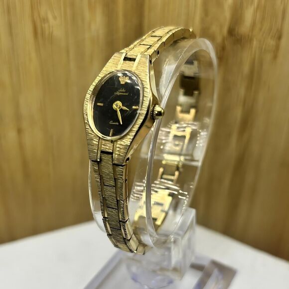 Accessories - Vintage JULES JURGENSEN Women’s 24mm Quartz Watch Gold Plated Case Black Dial